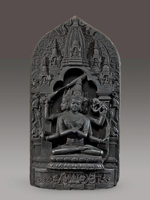 지혜의 보살인 문수보살의 벵골 조각상, 11세기