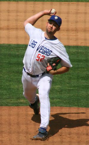 년 로스앤젤레스 다저스의 트리플 A 제휴팀인 라스베가스 51s에서 투구하는 팔켄보그