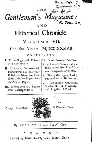 1737 젠틀맨스 매거진 표지