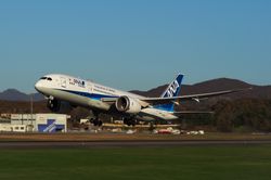 전일본공수의 하코다테 발 도쿄행 NH556편 (보잉 787-8, JA821A).