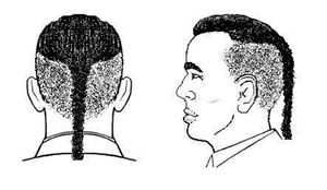 현대적으로 어레인지된 아베나키족 기혼 남성의 전통적인 머리 모양