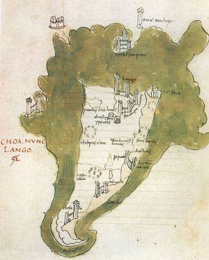 15세기 크리스토포로 부온델몬티가 그린 코스 섬 지도