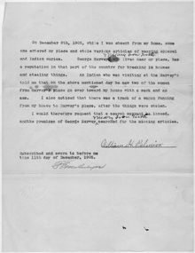 1905년 12월 11일자 수색 영장 요청