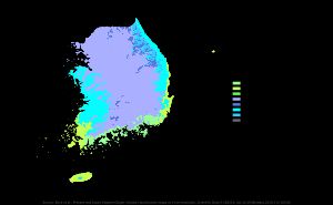 쾨펜 기후 구분에 따른 대한민국
