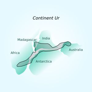 Ur과 그 이후의 육지의 추정 지도