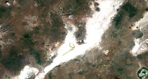 블랙 록 사막(Black Rock Desert), 네바다주, 2017년 7월 16일, 센티넬-2 실제 색상 위성 사진, 축척 1:190,000