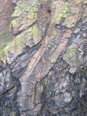 스코틀랜드 오크니 제도의 복합 암맥. 주변부는 보스턴암, 중심부는 캠프톤암으로 이루어져 있다.