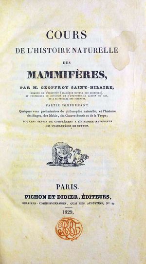 포유류 자연사 강좌, 1829