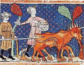 13세기 경 쟁기질 묘사