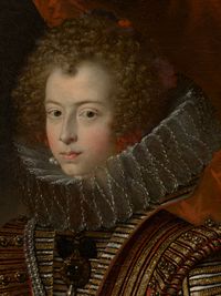 펠리페 디릭센의 1630년 작 오스트리아의 마리아 안나 공주 초상화 세부 (포틀랜드 미술관)