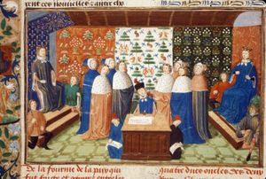 이자보의 딸 이사벨라가 리처드 2세와 약혼하는 잉글랜드와 프랑스 간의 휴전 서명