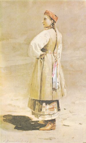 우크라이나 화가 세르히 바실키우스키의 코사크 여성의 초상화