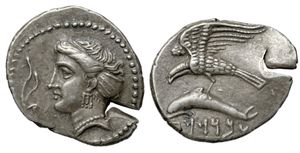 아케메네스 제국의 사트라프(총독)인 아브로코마스가 시노프, 파플라고니아에서 발행한 주화, 기원전 400-385년경.