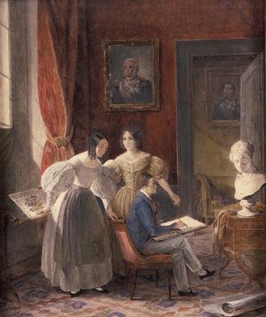 황제 페드루 2세와 그의 여동생 프란시스카, 자누아리아의 초상화(1839년)