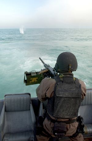 경질 선체 팽창식 보트에서 발사된 M2.