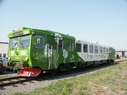 스웨덴 린셰핑역 근처의 "Biogaståget Amanda"(바이오가스 열차 아만다) 열차