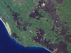 우주에서 본 마운트갬비어와 그 주변 지역