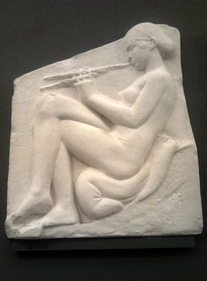 아울로스를 연주하는 여성