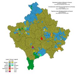 1981년 인구 조사에 따른 정착촌별 코소보의 민족 구성