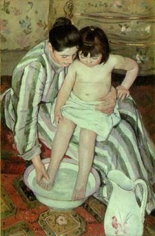 The Child's Bath (The Bath) 매리 카사트, 1893년작, 캔버스에 오일, 시카고 미술관.