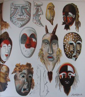 레오 프로베니우스가 1898년 저서 Die Masken und Geheimbunde Afrika에 게재한 콩고 가면