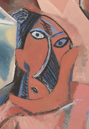 파블로 피카소, 아비뇽의 처녀들, 오른쪽 아래 인물 세부 묘사