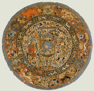 일 칸국 시대의 실크, 면, 금으로 제작된 작품, 이란 또는 이라크, 14세기 초