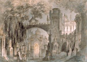 1844년경 프란체스코 바냐라의 3막 3장 무대 디자인 (밀라노 시립 판화 컬렉션)