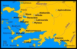 고대 카리아 도시 지도