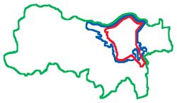 적: 1974년 이전의 게이츠헤드 특별시청: 게이츠헤드 도시형 지구녹: 게이츠헤드 자치시