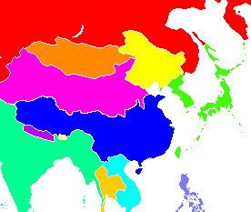 《비명을 찾아서》에서의 1987년(쇼와 62년)의 아시아 지도