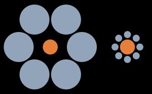 중앙의 원은 같지만 다르게 보인다.