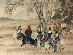 셍게 린첸이 군대를 이끌고 전투에 임하고 있다