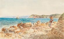 안톤 페르코: 두러스 해안의 모티프 (종이에 수채화 – 1905년 이전)