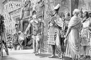 아게실라오스 (가운데), 아테네 장군 카브리아스 (왼쪽)와 함께, 이집트 왕 넥타네보 1세의 용병으로, 이집트.