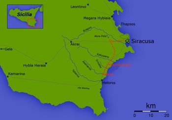 시라쿠사에서 아테네 군의 패주 경로