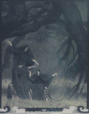 운명의 여신들이 운명의 밧줄을 잣는 모습, 프란츠 슈타센의 바그너 니벨룽의 반지 삽화, 1914년