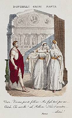 노르마 초연 캐스트: 돈젤리, 그리시, 파스타