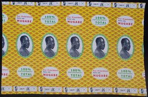 2008년 짐바브웨 총선에서 로버트 무가베 대통령의 이미지가 담긴 ZANU–PF 정당 복장.