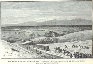 에드윈 포브스(Edwin Forbes)의 그림, 후커의 우익이 래퍼해녹 강을 건너다