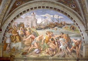 1829년에 그려진 오스티아 해전도.