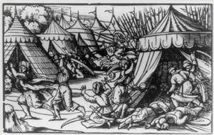 알불레나 전투에서 오스만 진영을 공격하는 알바니아군