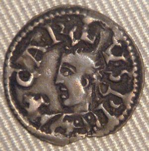카롤루스 2세 시대에 부르주에서 주조된 데니에르 동전 (848년 이후)