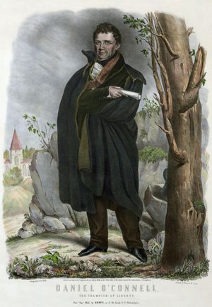 "자유의 챔피언, 다니엘 오코넬" 포스터, 1847년 펜실베이니아에서 발행