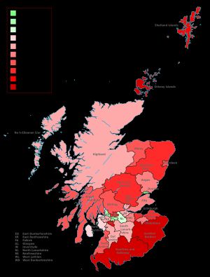 2014년 스코틀랜드 독립 국민투표의 지역별 결과