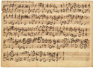 뵘의 오르간 코랄 파르티타 "Treüer Gott, ich muß dir klagen"의 자필 악보