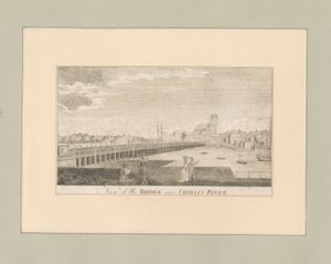 찰스강 위의 다리 전경, 현재 뉴욕 공립 도서관에 소장된 삽화