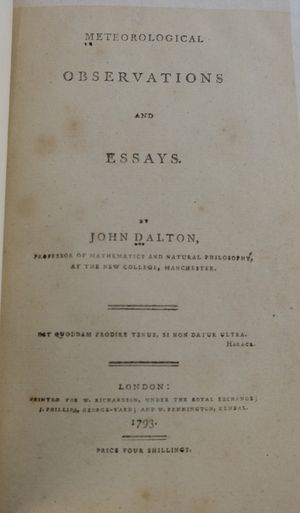 1793년 존 돌턴의 첫 출판물, 기상 관측 및 논문