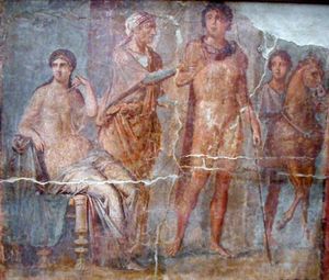 히폴리토스, 파이드라와 유모, 헤르쿨라네움의 고대 프레스코화