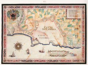 1618년 프란체스코 바실리카타가 그린 칸디아와 주변 지역의 묘사